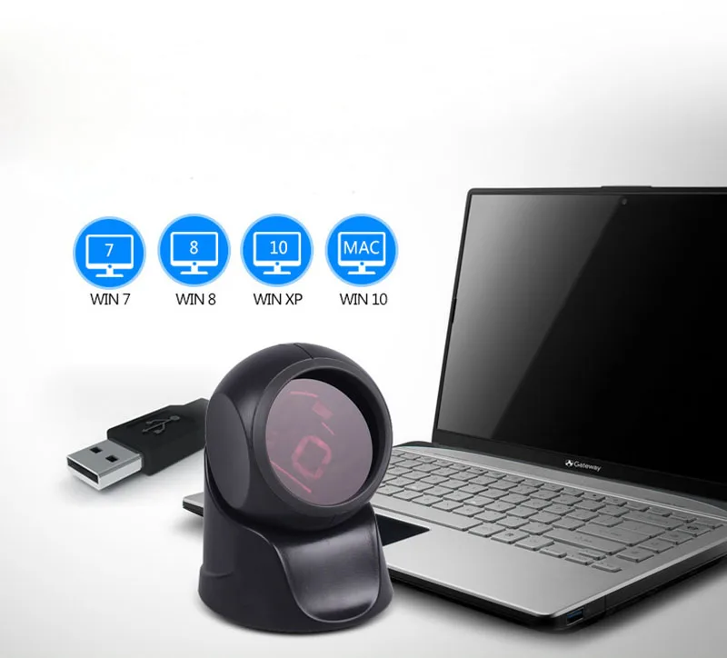 Всенаправленный лазерный сканер штрих кода USB белый/черный считыватель для