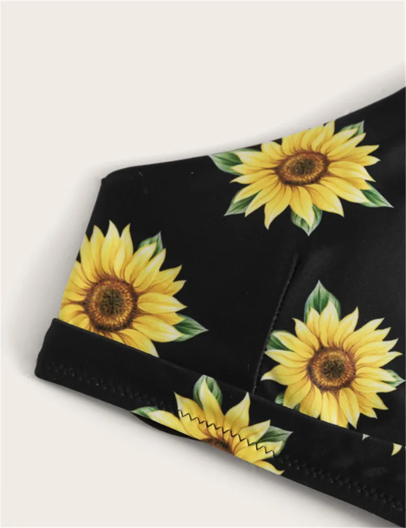 

New 2021 Floral Print Bikini Set Low Waist Swimsuit Women Push Up Swimwear Bandage Bathing Boho Summer Biquini Beachwear