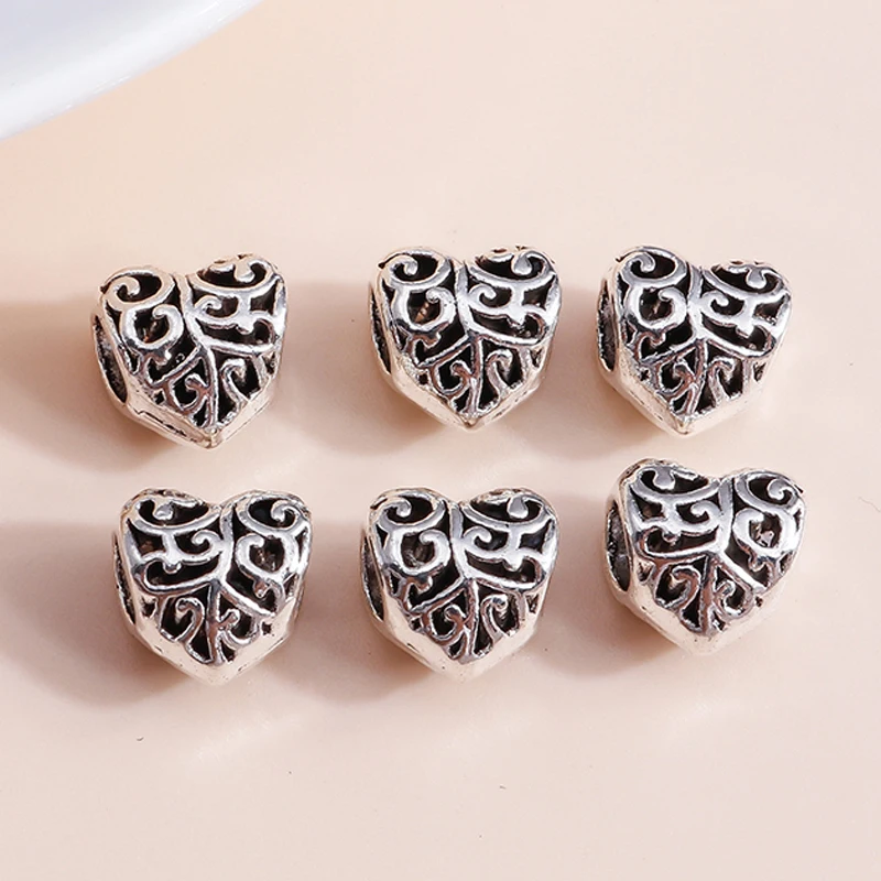 

15pcs/lot Antique Silver Leaf Love Hearts Charms Beads Fits DIY Jewelry Making Charms Bracelets Bangles Making Accessories