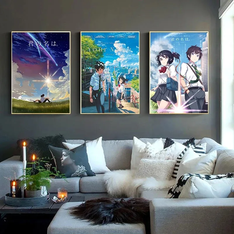 

Comic Movie Poster Canvas Painting Your Name Anime Movie Prints Wall Art Canvas Animation Poster Wall Art Decor