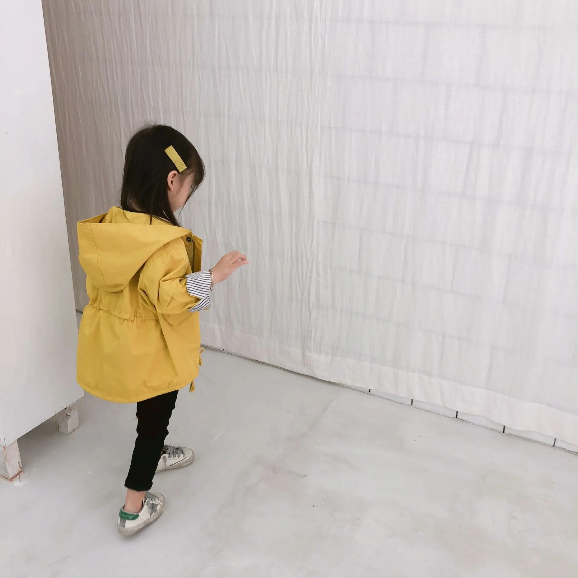 Детский тренчкот для девочек Длинная ветровка детская одежда Осенняя с