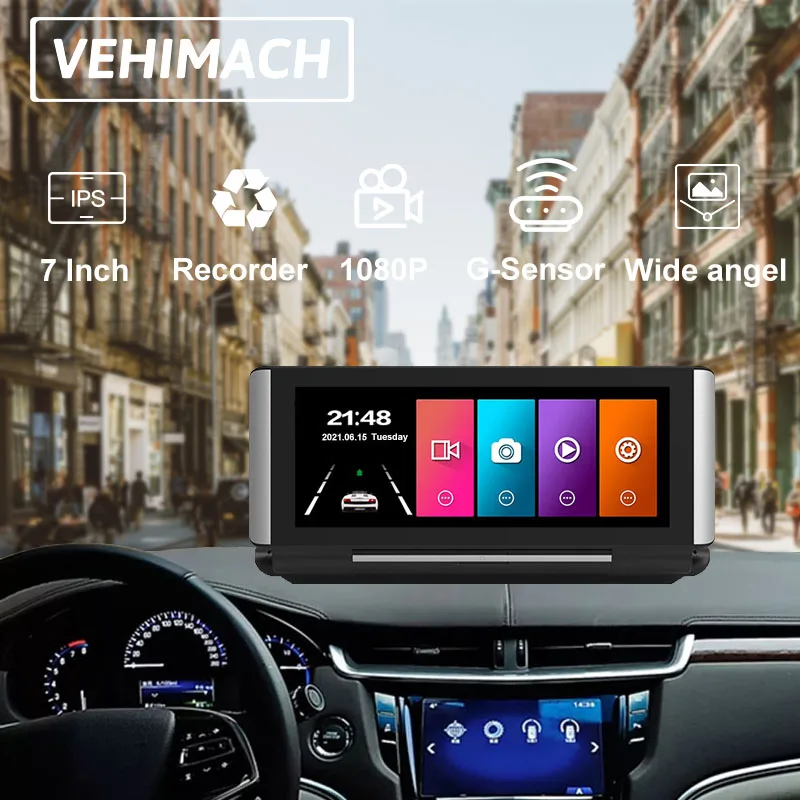 

FHD 1080P Dash Cam 7 дюймов приборной панели Камера IPS сенсорный видео Регистраторы G-Сенсор Видеорегистраторы для автомобилей видеорегистратор с з...