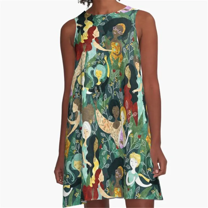 

Fashion Women summer dresse Orange shapes Printed A-Line Boho Dress for women harajuku Sexy ladies mini short beach dress