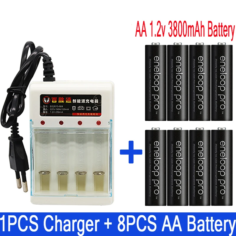 21.66 AA батарея основная батарея Pro AA 3800 MAH 1,2 V Ni-MH камера игрушка Подогрев перезаряжаемая батарея+ зарядное устройство - Цвет: 21.66