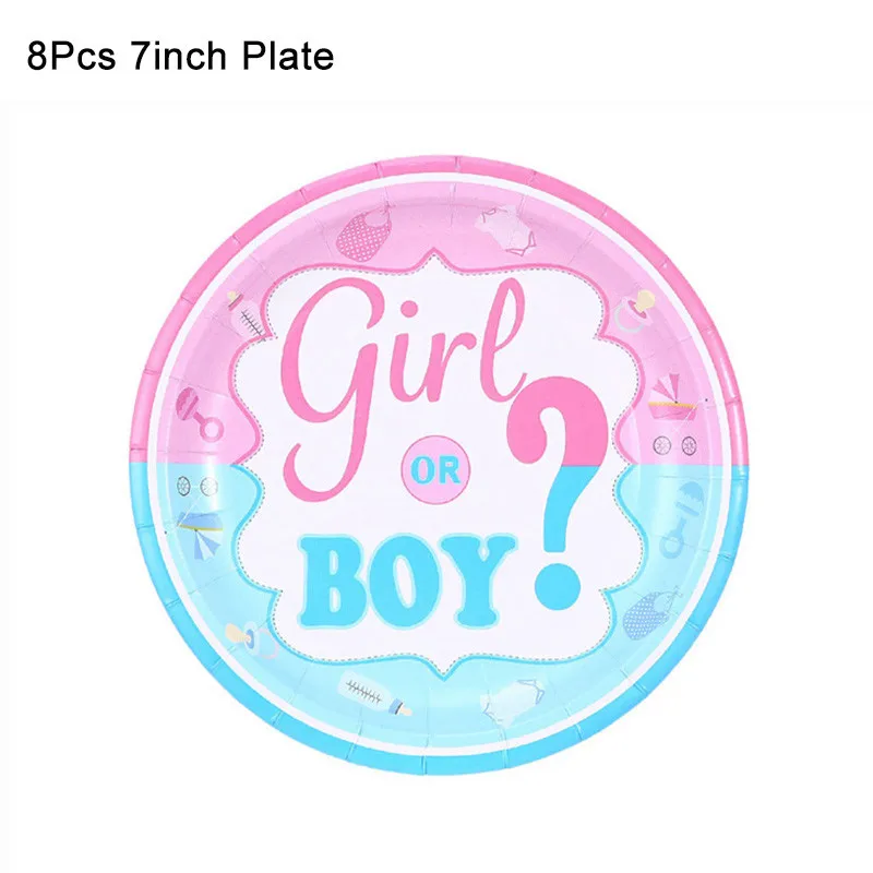 8pcs 7inch plates Набор одноразовой посуды для мальчиков и девочек, детская душевая пластина Салфетка скатерть, вечерние украшения - Цвет: 8pcs 7inch plates