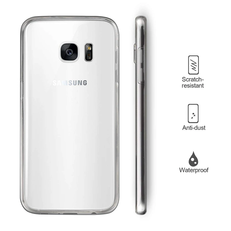 Двойной защитный чехол прозрачный для Samsung Galaxy S5 S6 S7 Edge S8 S9 J8 J6 J4 Plus 2018 A6 A8 A7 A5 2017 J3 J5