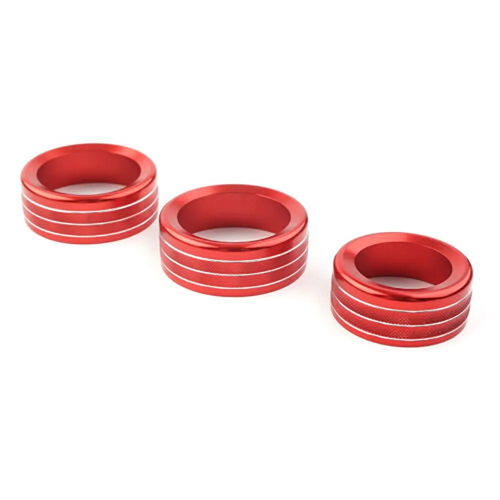 

3x Console AC Switch Knob Ring Trim Fit Romeo Giulia Stelvio 2017-2020 Red Car Console Knob Cover High Quality