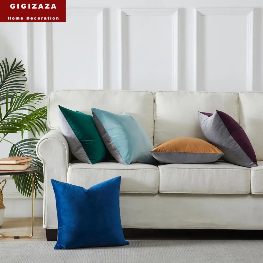 2 Colors Modern Solid Velvet Cushion Covers for Sofa Bed Couch Home Decor Throw Pillows Cases 45x45 Grey Pillowcases 18'' | Дом и сад