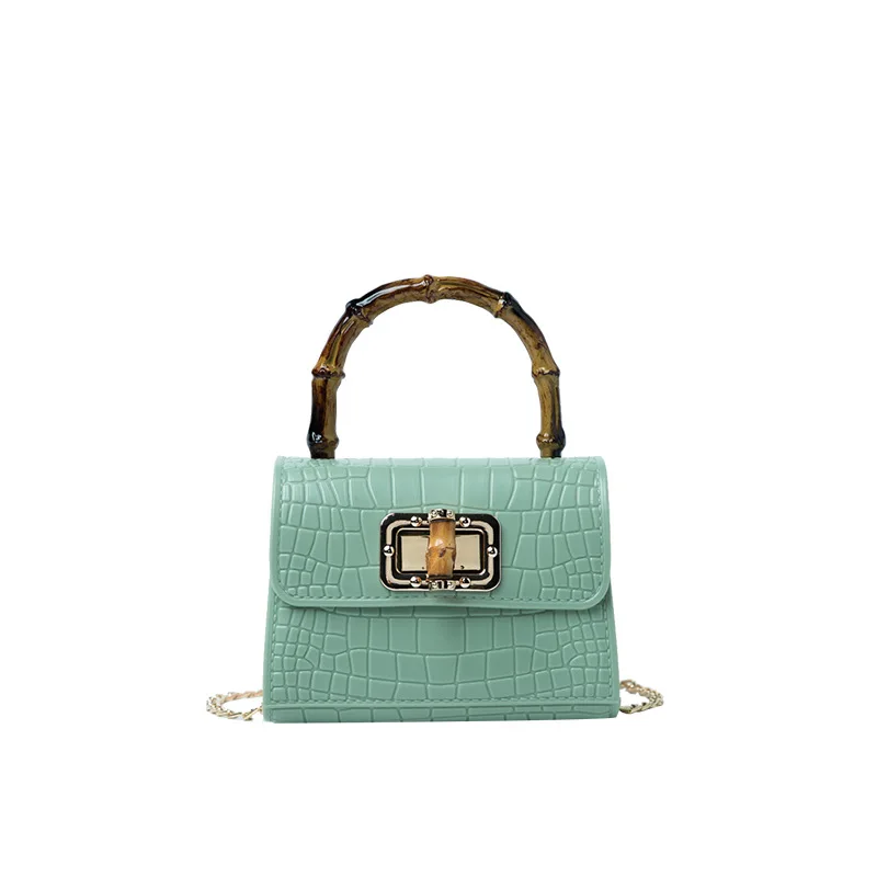 

2021 New Bamboo Handbag, Candy Color Mini Jelly Bag, Crocodile Pattern Chain Shoulder Bag Fashionable Purses Handbags Satchels