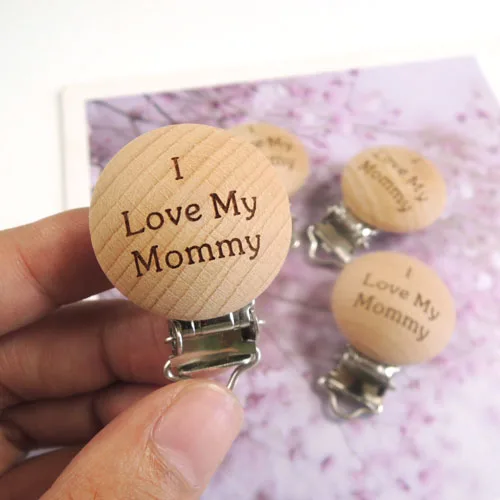 I love my mommy Moonpie 8 дизайн индивидуальные бука деревянные соски зажимы деревянный зажим Гравировка Звезда Сердце натуральный прищепка для соски - Цвет: I love my mommy