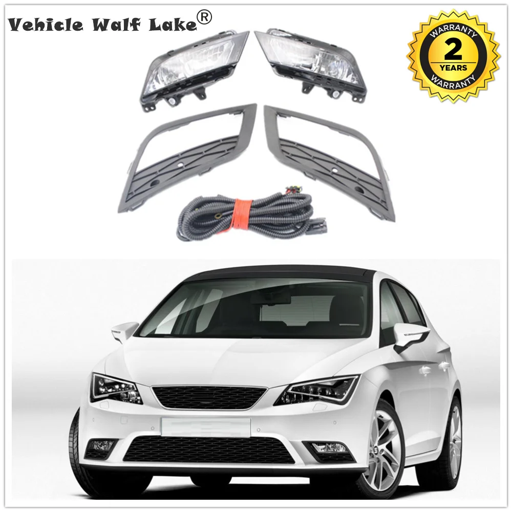 

For Seat Leon 2013 2014 2015 2016 Car-styling Front Bumper Fog Light Fog Lamp With Bulbs Grille Cover And Wire Harness Assembly