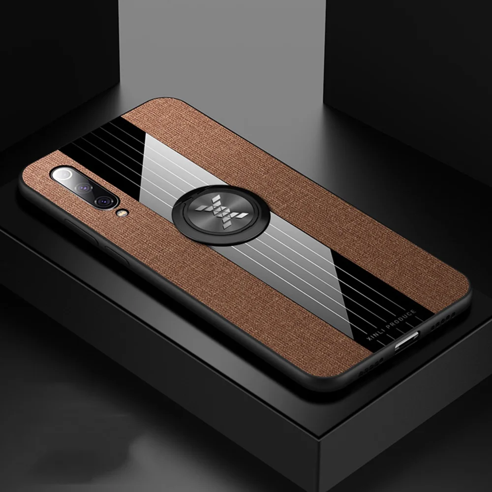 Ультратонкий Стенд для колец на палец ткань ТПУ чехол для Xiaomi mi 9 9T SE CC9 CC9e 8 Lite A2 Max 2 3 Red mi Note 7 5 Plus K20 Pro Чехол - Цвет: Коричневый