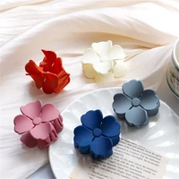 2021 new solid color big flower shaped hair claws frosted hair clip for women ponytail barrettes girls hair accessories