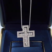 s925 sterling silver cross separable set pendant necklace luxury sparkling high carbin diamond necklaces for women fine jewelry