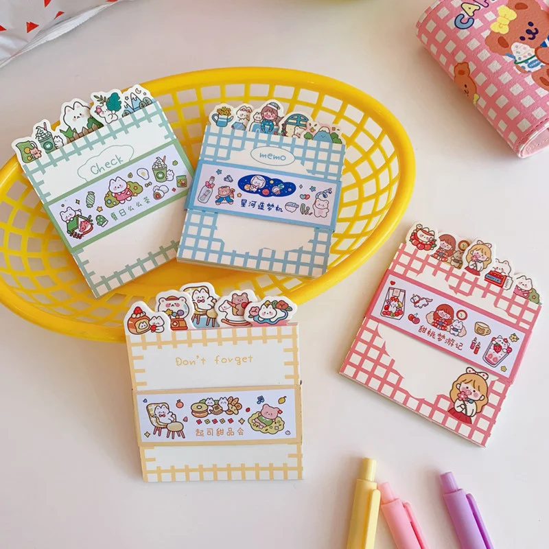 

Cartoon Girl Memo Pad Student Memo Sign This Student Convenience Stickers Ins Tag Pocket Memo Pad Can Tear Message Paper kawaii