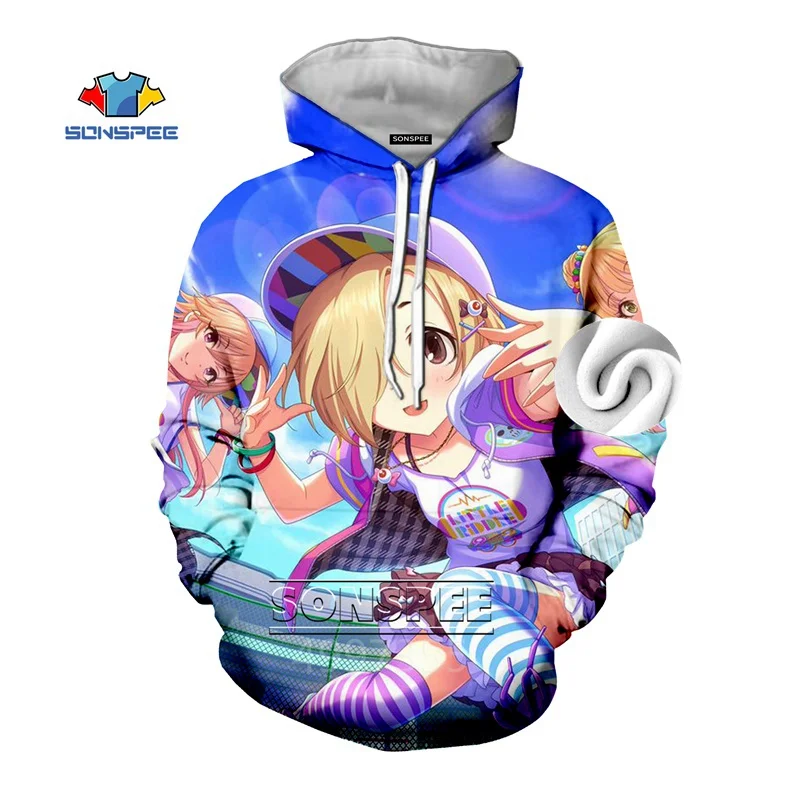 SONSPEE Хит Мужская толстовка Idol Master Золушка девушка аниме Harajuku 3D принт зимние