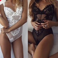 women bodysuit sexy lace sleeveless mesh floral see through hollow out underwear ladies outfit clothing womens sleep lounge