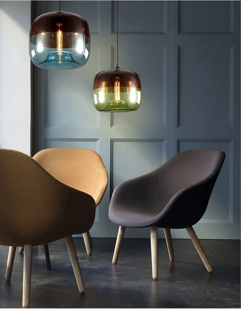 

Modern Restaurant Nordic LED Pendant Light Stained Glass Cafe Bar Lighting Fixtures Creative Living Bedroom Indoor Decor Lamps