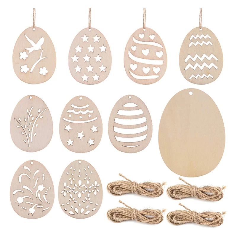 

HOT-100Pcs Wood Ornaments Easter Egg Embellishments for Crafts, Wood Tags for Easter Party Decorations Wedding Crafts