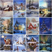 diy snow scenic 5d diamond painting full square drill cross stitch landscape diamond embroidery resin wall art home decor gift