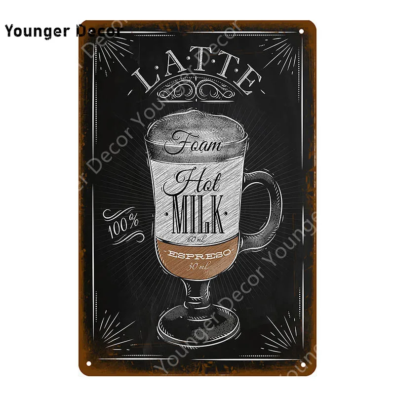 Кофе постер холодный чай металлические знаки мокко эспрессо Glace латте молоко