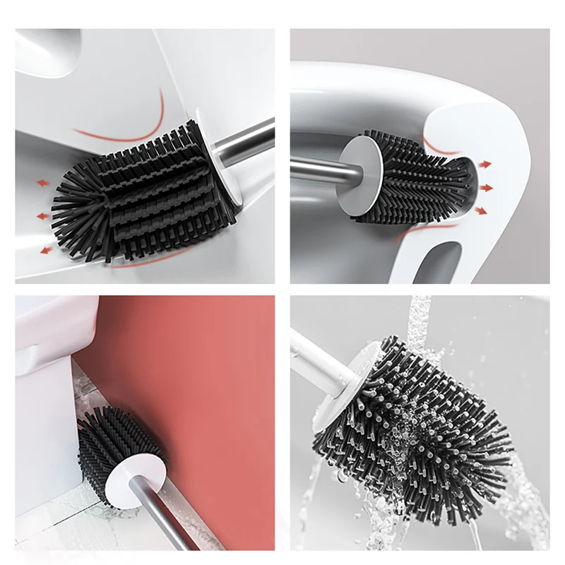 Ванная комната туалет ложки с длинной ручкой силиконовая щетка для унитаза