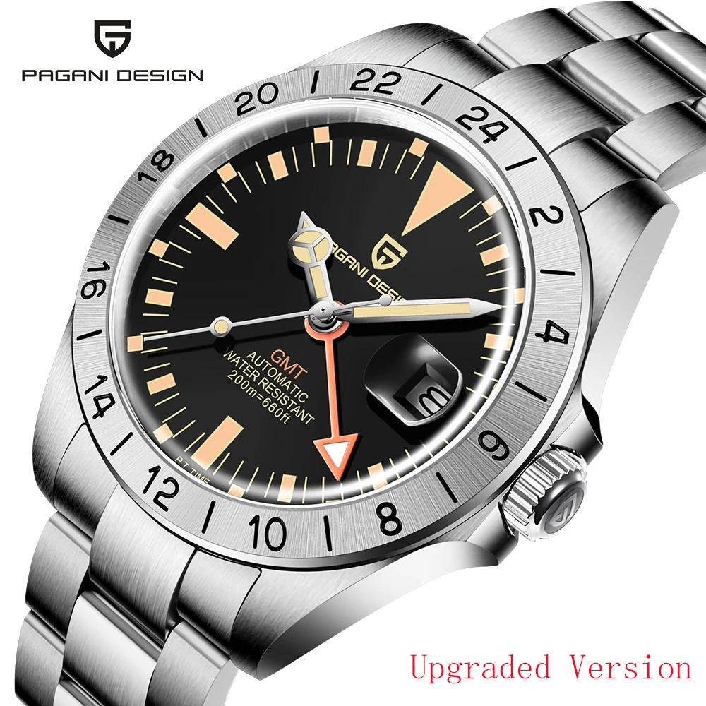 

2021 New PAGANI Design GMT Watch Men's Automatic Mechanical Watch Sapphire Stainless Steel 200m Waterproof Luxury Clock Relogio
