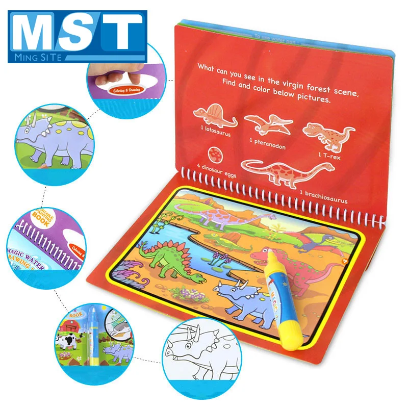 

Reusable Cartoon Magic Water Drawing Book Coloring Book Magic Pen Painting Toys Drawing Board For Kid Early Educational Toy Gift