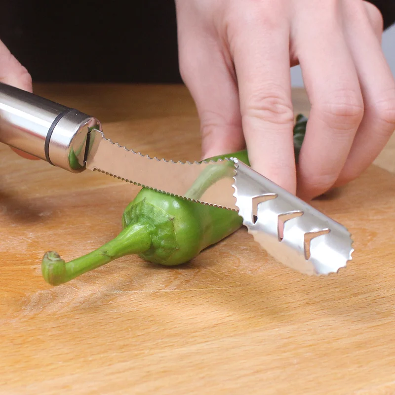 

Cutting Pepper Corer Knife 304 Stainless Steel Household Crispy Pepper Deseed Cucumber Bitter Melon Corer kitchen Gadgets