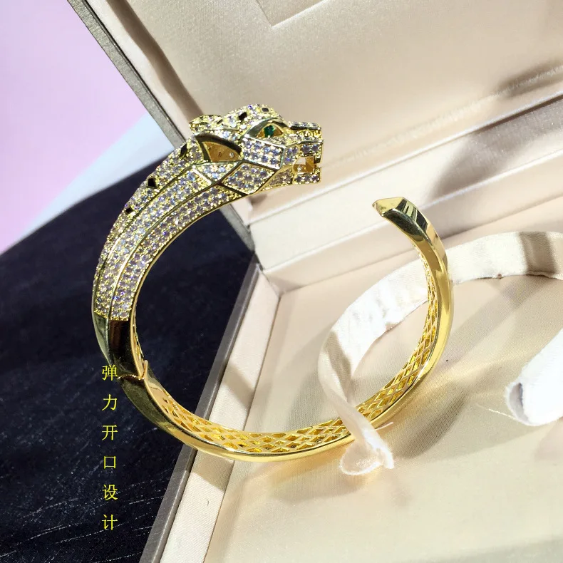 Брендовые модные ювелирные изделия из меди для Женщин Пантера Браслет Золотые