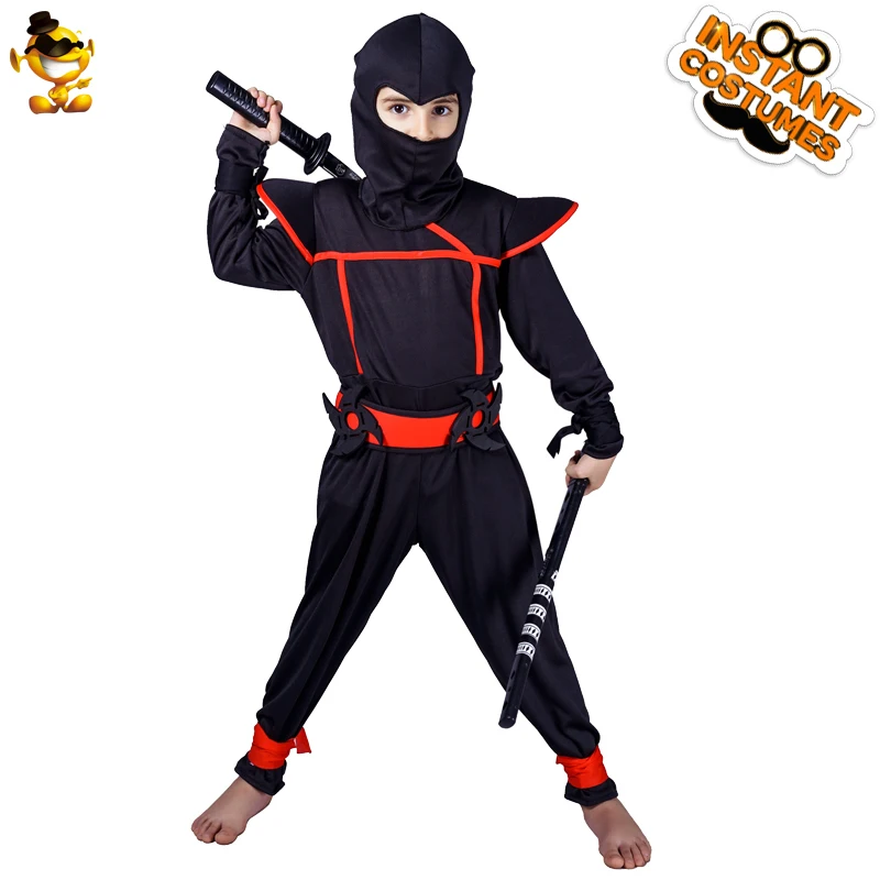 

Boys Ninja Costumes for Kids Warrior Outfits Halloween Cosplay Costumes School Activity Black Jumpsuit