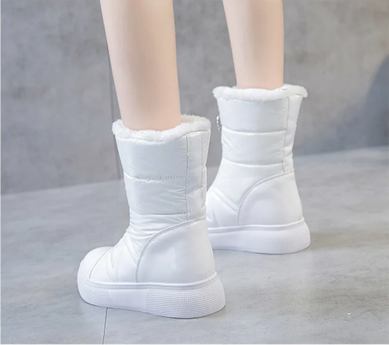 Теплые зимние ботинки с молнией спереди женские модные хлопчатобумажные туфли