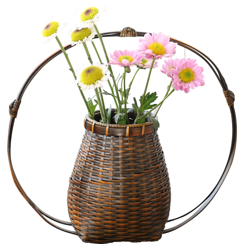 Ретро дзен китайский и японский стиль ручная работа бамбуковая плетеная корзина