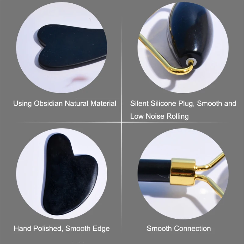 2 шт. обсидиановый брикет и каменный скребок для гуаши подтяжка лица натуральный