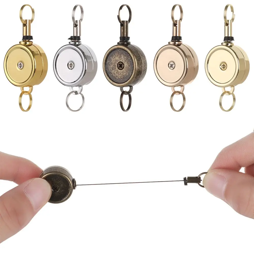 

1pc Clip ID Name Card Anti-Lost Clip Metal Badge Holder Retractable Lanyards Key Ring