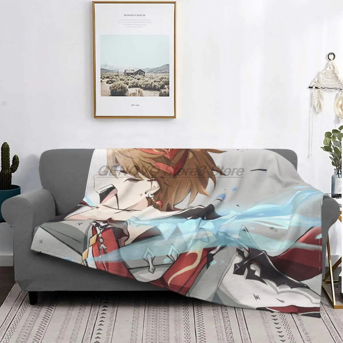 

Childe Genshin Auswirkungen Decken Flanell Alle Saison Anime Nette Atmungsaktive Super Weiche Decken für Sofa Auto Teppich Stück
