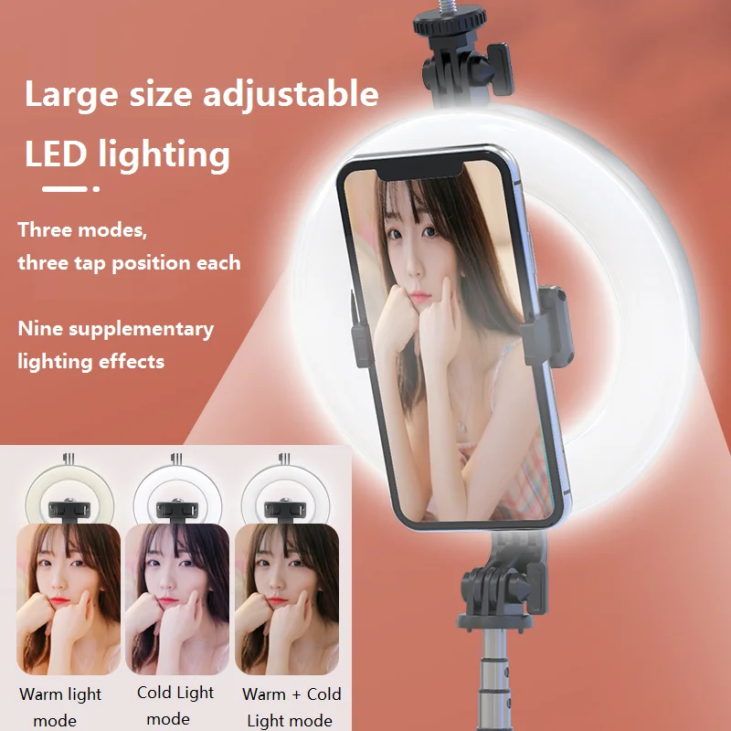 

New P40D-2 Round Fill Light Self Timer Pole Portable 6 Inch Beauty Fill Light Anchor Meiyan Lamp Live Broadcast Triangle Bracket