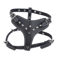 pu leather spiked studded dog harness pet pitbull adjustable harness collar for medium large dogs boxer bull terrier