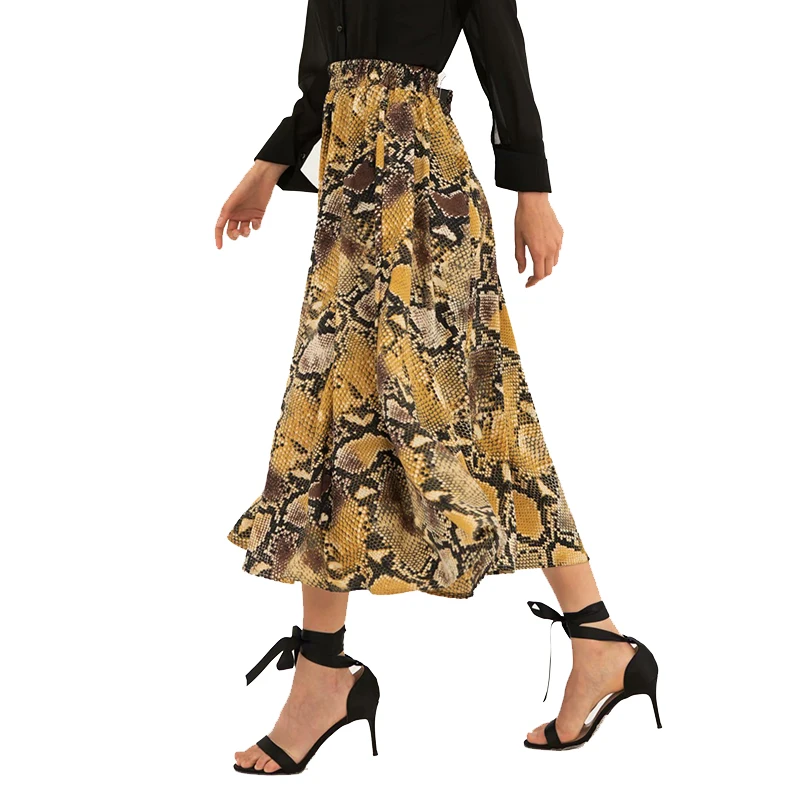 2019 летняя и осенняя Женская богемная юбка с принтом животных винтажная Дамская