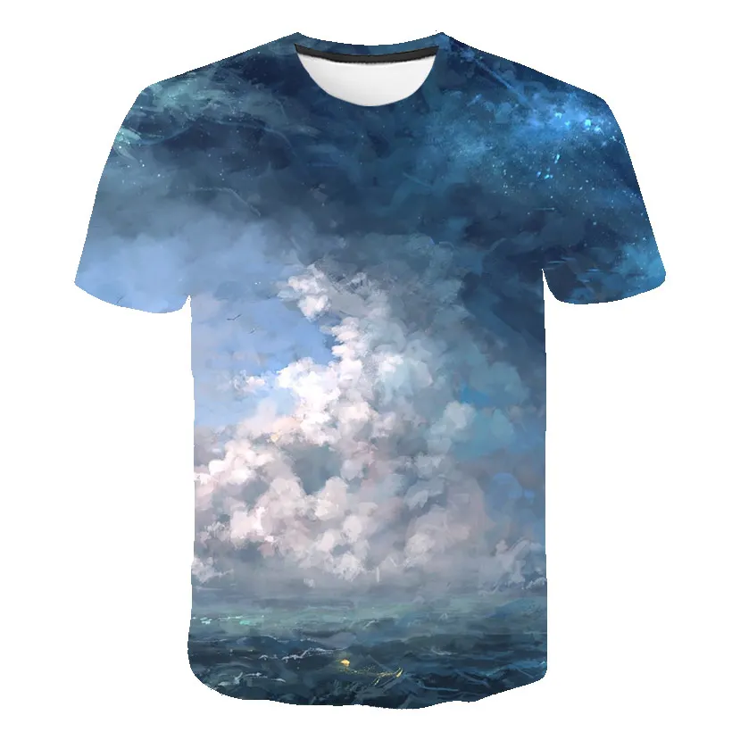 

2021New Fashion Men's T-Shirt Starry Sky 3D Printed Short Sleeve Summer O-Neck Loose Large Size Shirt Casual Street T Shirt