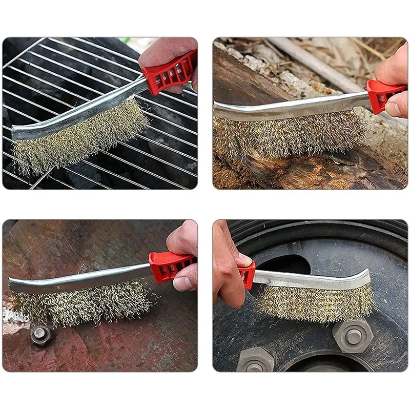 

8 Pieces Wire Scratch Brush Set, Masonry Wire Brush with Soft Grip Wide Handle, Metal Bristle Brush for Automotive