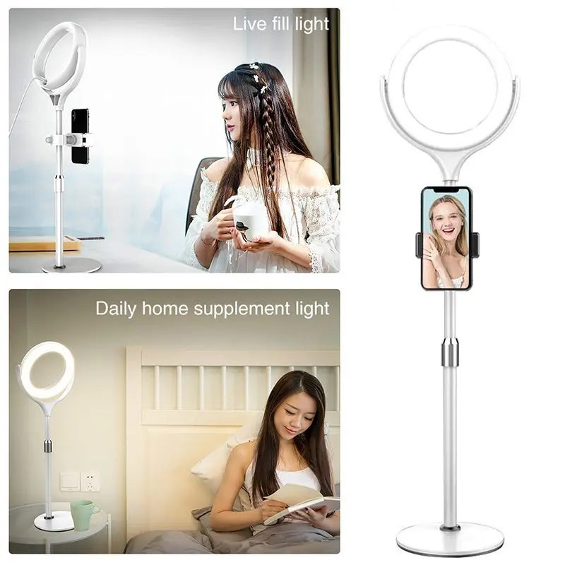 

8-inch Filling 20cm Lamp 64 LED Lamp Beads Can Be Dimmetric 3000-6500K, With Mobile Phone Bracket, For Live Video