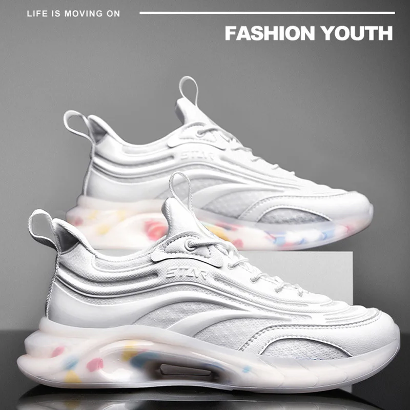 

2021 Autumn Clunky Man Sneakers Shoes Popcorn Jelly Shoes Light Running Shoe Rubber EVA Sport Shoes Breathable Mesh Casual Shoes