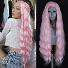 Харизма светильник-розовый парик длинные волнистые волосы синтетический парик фронта шнурка натуральные волосы парики шнурка высокотемпературные волосы