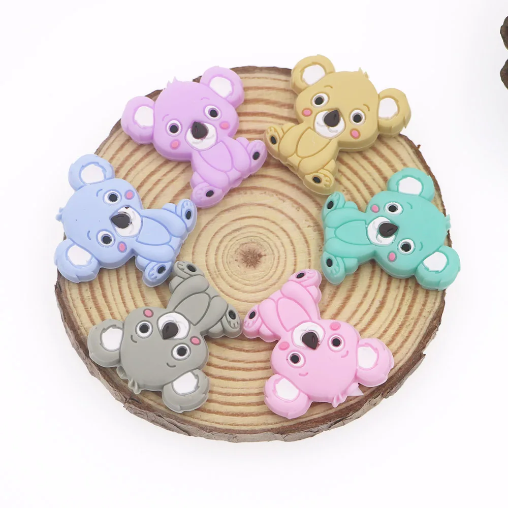 Kovict-Mini cuentas de silicona Koala para beb&eacute;, mordedor Molar para beb&eacute;, accesorios de cadena de chupete masticables, juguetes de lactancia, 30/50 piezas-0
