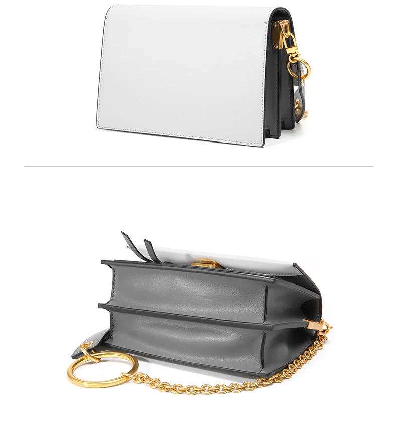 ESUFEIR Кожаная сумка на длинном ремне для женщин Vintage Flap Bag Модная цепочка с круглым кольцом Женская сумка через плечо Маленькие женские сумки