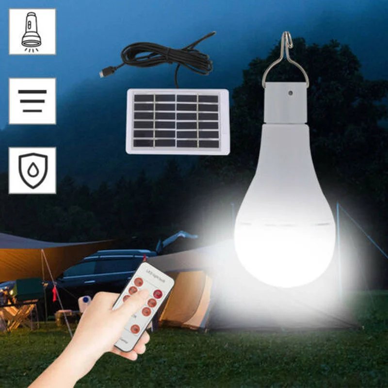 

9W Solar Panel Powered LED Light Bulb Portable Outdoor Emergency Hanging Light Camping Tent Fishing Light with Remote Control