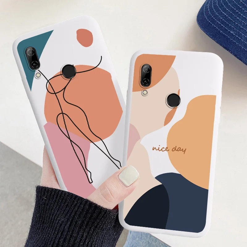 

Case For Huawei P Smart 2019 Case Soft Silicone Face Line Phone Cover For Huawei Y7 Pro Y7 Prime 2019 Y9 2018 Fundas Coque Shell