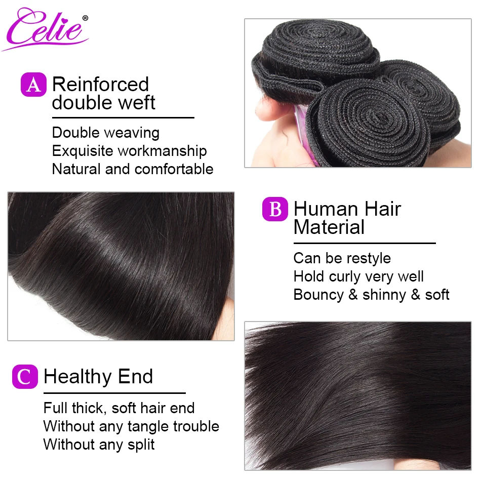 Celie пучки волос перуанские прямые волосы 4 пучка Remy человеческие для наращивания