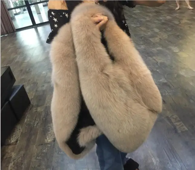 Женский осенне зимний жилет из искусственного лисьего меха с V образным вырезом